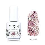 Y&S Gelpolish, Soak-off (Gel Nail Polish) UV LED Nail Art/Beauty Care Glitter Sequins Rose Blush Pink Color 8ml -#300