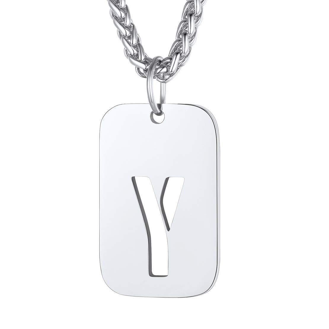 FindChic Dog Tags for People y Initial Necklace Silver Letter Pendant — image 1