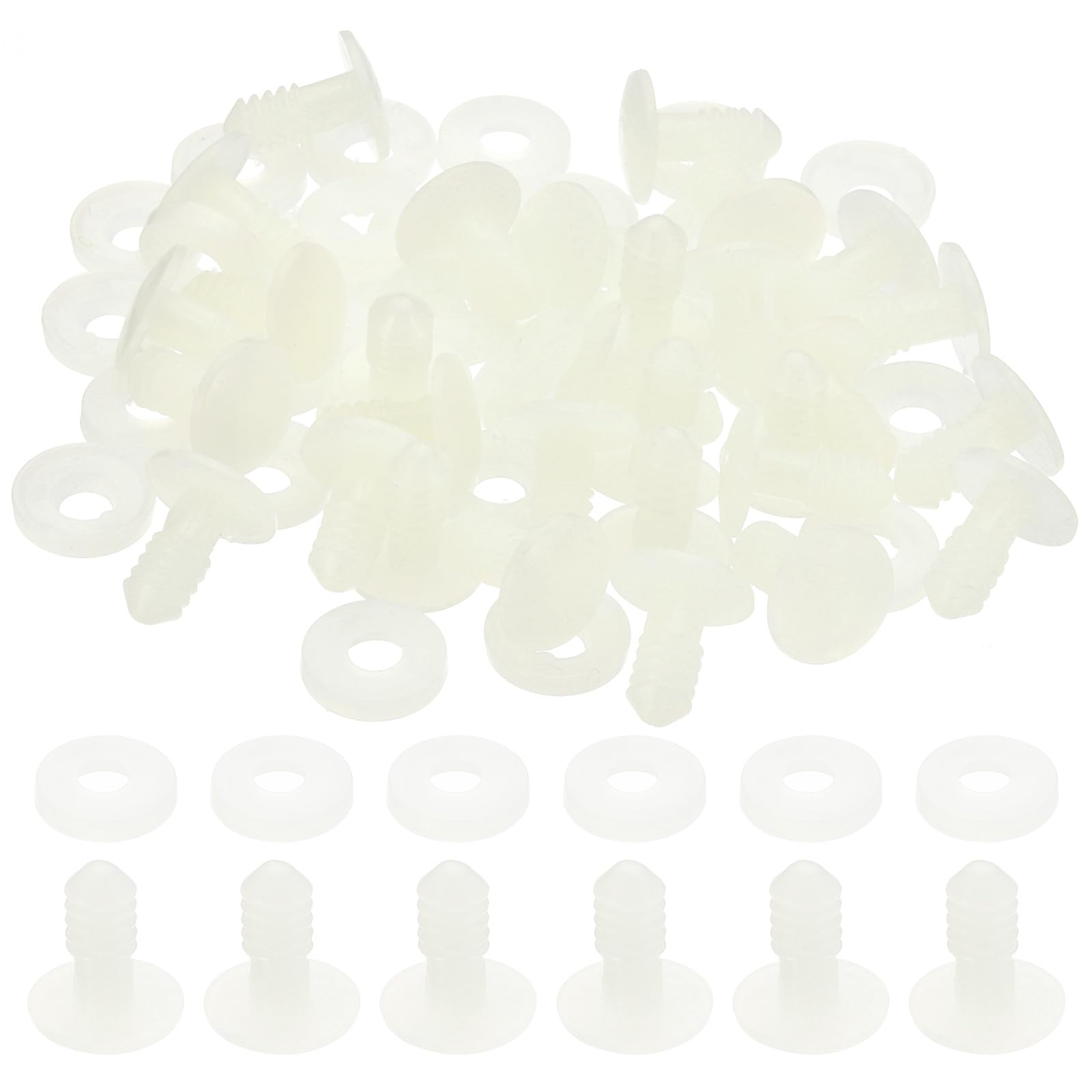 PATIKIL 15mm Joints, 30 Set Plastic Removable Animal Joints Connector Engage Bolt for Bear Limbs Making Head Joints DIY Crafts Accessories, White