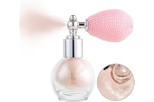 LEZERO Highlighter Powder Spray, Shiny Glitter Spray for Face Hair Body, Lasting Waterproof Shimmer Spray, High Gloss Powder Spray Makeup for Music Rave Festival, Prom, Wedding Party (02, Champagne)