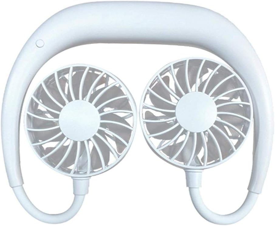 zhipomelo USB Rechargeable Wearable Portable Mini Hand Free Fan Neckband Fan (White)
