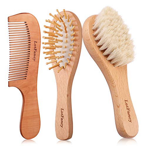 3PCS Baby Hair Brush and Comb Set for Newborn and Toddler