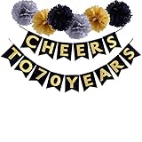 Cheers To 70 Years Banner Birthday Wedding Anniversary Party Decoration Supplies (70th)