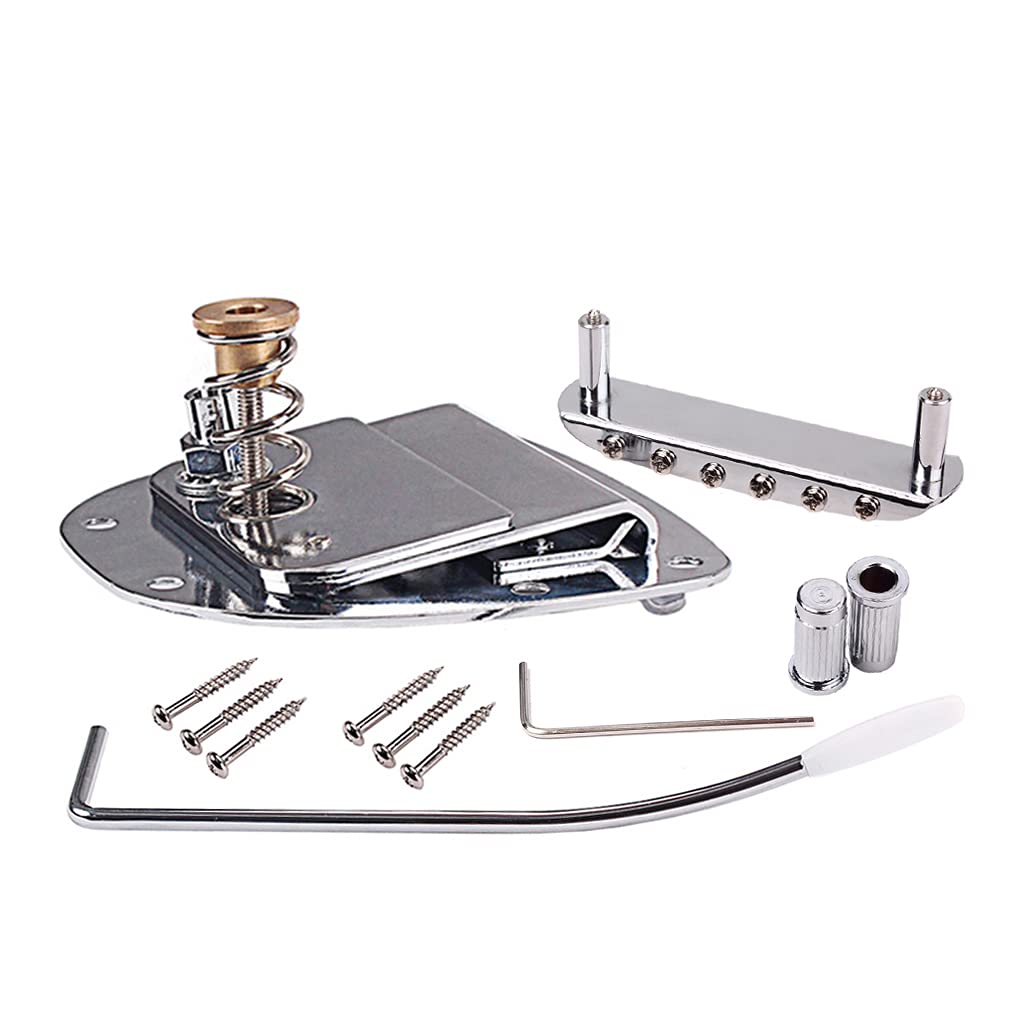 Alnicov Left handed Tremolo Vibrato Tailpiece Bridge Set for 6 String Mustang Guitar Replacement Parts
