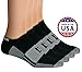 MudGear Spartan Race No-Show Running Socks, Cushioned, Non-Slip, Anti-Blister, Breathable Compression Athletic AnkleSocks for Trail, Marathon, Gym &Training, 2-Pack, Black/Gray, Large