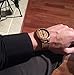 Wood Grain Handmade Mens Zebra Wood Natural Wooden Watch with Genuine Brown Leather Band