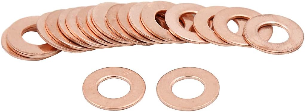 X AUTOHAUX 20pcs 9mm Inner Dia Copper Washers Flat Sealing Gaskets Ring for Car, Copper Tone, 9*17*1mm - Image 3