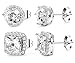 Jstyle Jewelry 2 Pairs Stud Earrings for Women Girls Cubic Zirconia Square Piercing Elegant