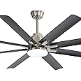 Sofucor 66 Inch Smart Ceiling Fan with Lights and Remote, APP Control, Compatible with Alexa/Google, Indoor Outdoor Low Profile Black Ceiling Fan with 3 Downrod for Living Room Farmhouse Patio
