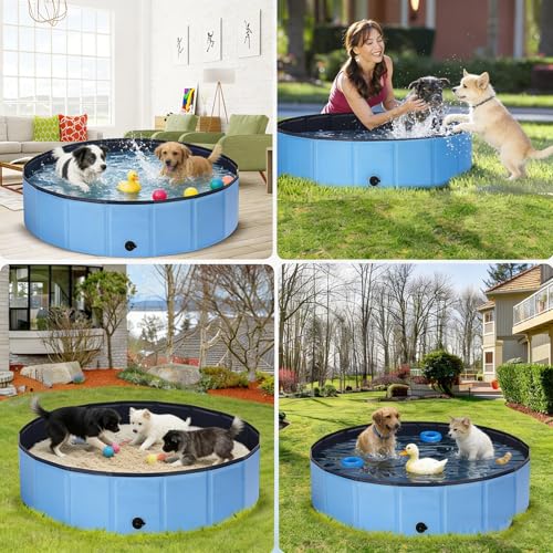 Ezilif Dog Pool for Large and Small Dogs, Foldable Dog Pool, Non-Slip, 120 x 30 cm Swimming Pool for Dogs, Thickened PVC, Paddling Pool, Dog Wear-Resistant, Dog Bathtub, Swimming Pool for Children