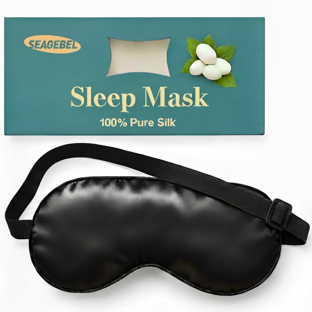 Photo 1 of 100% Pure Mulberry Silk Sleep Mask, 22 Momme 6A Soft & Smooth Fibers, Breathable Eye Mask for Women & Men, Better Light Blocking Sleeping Mask, Adjustable Blindfold, Traveling Gift