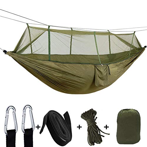 douper Parachute Cloth 2 Person Hammock with Mosquito Net Air Tent Army Green
