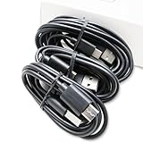 Three (3) Samsung Galaxy S8 S8+ Motorola Droid Z / Z Force / Play / Google Pixel / Pixel XL LG G5 G6 USB-C Data Charging Cables Nexus 6P - Black 3, 5, 10 Foot