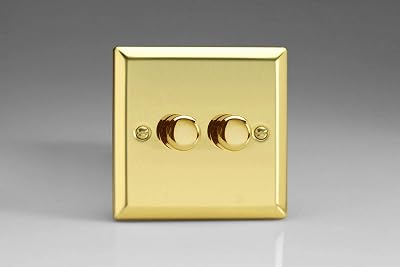 Varilight 2 Gang 2 Way Rotary Dimmer 2x40-250W Victorian Brass HV4