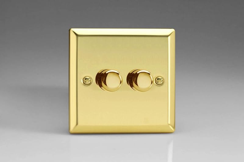 Varilight 2 Gang 2 Way Rotary Dimmer 2x40-250W Victorian Brass HV4