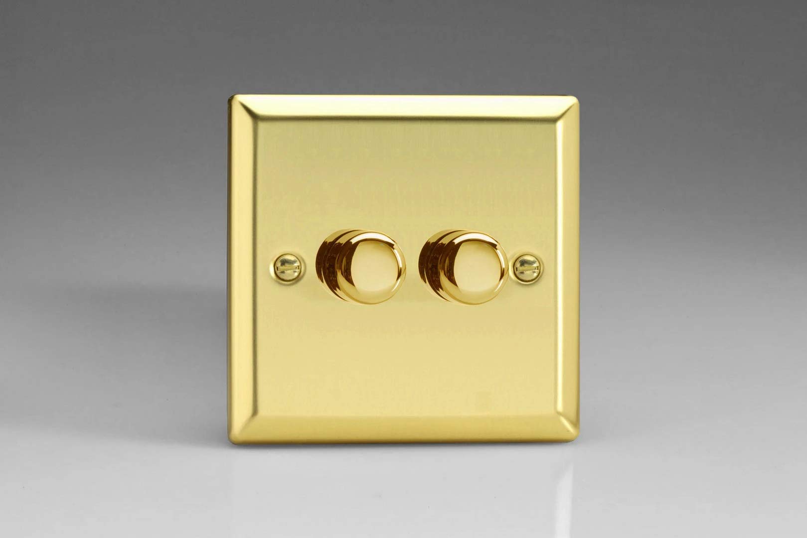 Varilight Victorian (Polished) Brass, LED Dimmer Switch - V-Pro Series, 2 Gang (Single), 1 or 2 Way, 250 Watt (Trailing Edge)