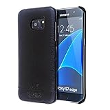 Galaxy S7 Edge Case,Pierre Cardin Premium Genuine Leather Lightweight Slim Snap On Hard Back Cover For Samsung Galaxy S7 Edge Black
