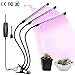 Grow Light, Grow Lamps for Indoor Plants, 27W 3-Head 90 LED Growing Chips with Auto ON & Off Timer, Adjustable 360 Degree Gooseneck, 5 Dimmable Levels, 3/9/12H Timer (Red/Blue Spectrum)