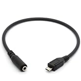 GLHONG Micro USB Male to 3.5mm Female AUX Audio Cable Cord | for Headset Adapter Active Clip Mic Microphone (25cm)