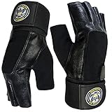 US Muscle Division Weight Lifting Gloves - Soft Leather Gym Gloves With Wrist Support + Double Stitched Fingers And Palm - Breatheable Mesh Lycra On Back + Easy Open Finger Tab Size Adjuster
