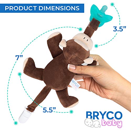 Bryco Baby Pacifier with Stuffed Animal Attached Monkey Plush Pacifier