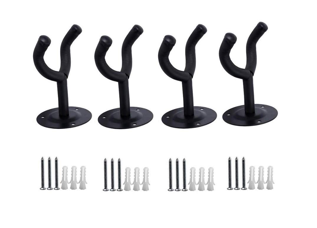 Shentian Pack of 4 Round base Guitar Hanger Hook Holder Wall Mount Display - Fits all guitars and other instruments, such as bass, violin, ukulele,banjo etc. (B)