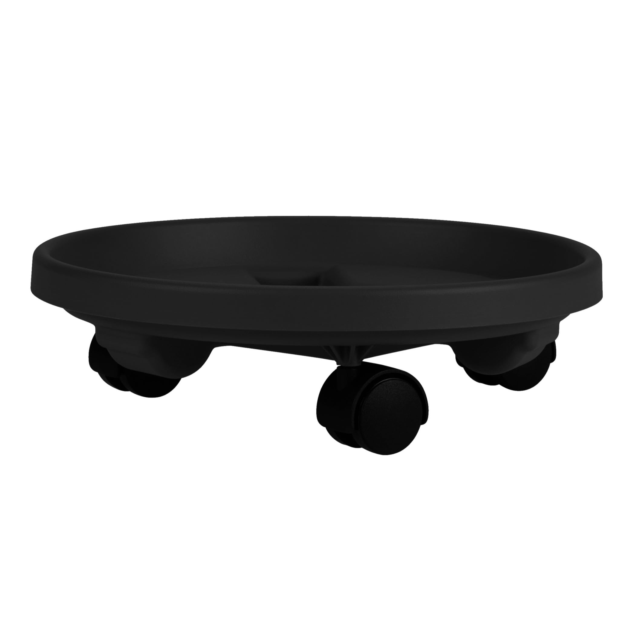 Bloem Round Planter Caddy with Wheels: 12" - Black - Durable Plastic Dolly, 360 Degree Wheel Movement, for Indoor and Outdoor Use, Gardening, 75 lb Capacity