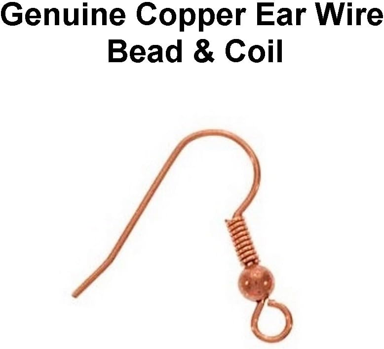 Genuine Copper 18 MM Ear Wire with 3 MM Bead & Coil/Pack of 50