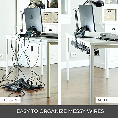 Under Desk Cable Tray - Super Sturdy Cable Organizer for Wire Management. Metal Wire Cable Tray for Office, Studio and Home (Black16'') (Black - Single)
