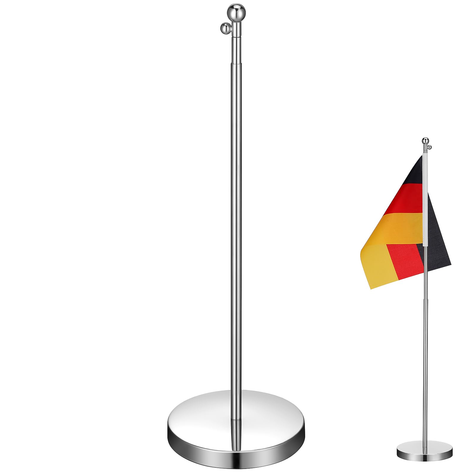 Zerodeko Telescopic Flag Pole with Metal Stand and Base for Desktop Flag Holder Office Home Decoration Compact Retractable Design — image 1