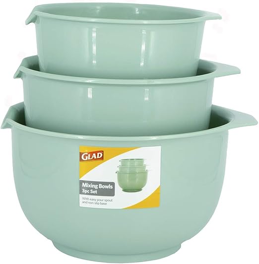Glad Mixing Bowls with Pour Spout, Set of 3 Nesting Design Saves