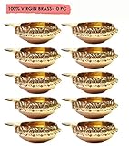 CRAFTSMAN KUBER Diya. Pure Virgin Brass Diwali Puja/Pooja Diya Oil Lamp Dia. 2.5 Inch Deepawali Diya/CandleTea Light Holder/Christmas Decoration Indian Gift Items (10PC)