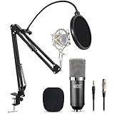 TONOR Professional Studio Condenser Microphone Computer PC Microphone Kit with 3.5mm XLR/Pop Filter/Scissor Arm Stand/Shock Mount for Professional Studio Recording Podcasting Broadcasting, Black