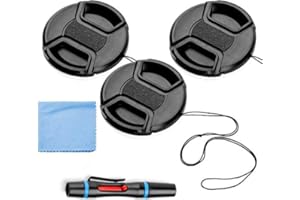 X-SWEETDREAM 62mm Lens Cap Bundle, 3 Pack Universal Snap on Front Centre Pinch Lens Cover Set with Microfiber Lens Cleaning Cloth for Canon Nikon Sony Olympus DSLR Camera + Camera Lens Cleaning Pen