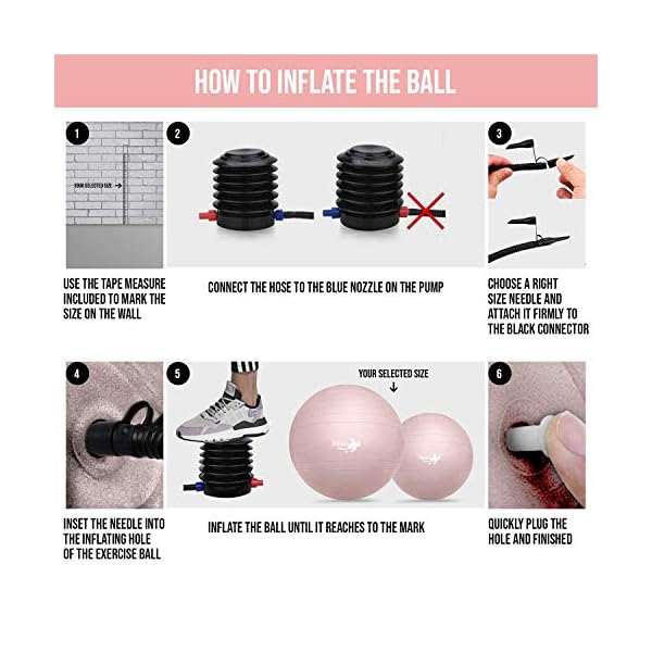 Exercise-ball-with-Air-Foot-Pump-55-75cm-Anti-Burst-Support-2200lbs-Extra-thick-Yoga-Birthing-Pregnancy-Pilates-Core-Strengthen-Fitness-Exercize-Balls-Easy-to-inflate Exercise Birthing Pregnancy ball 55-75cm - Anti-Burst Extra thick Yoga Pilates Core Strengthen Fitness Exercize Labours…