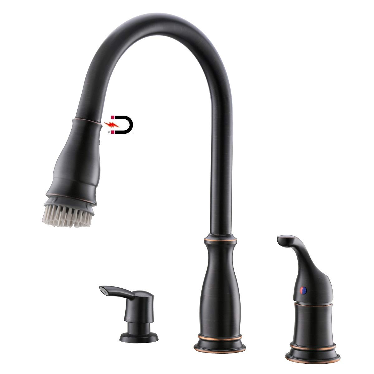 Buy APPASO 3 Hole Kitchen Faucet with Pull Down Sprayer Oil Rubbed