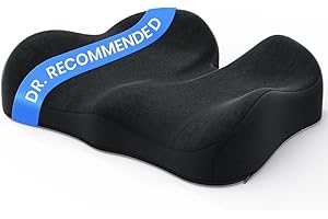 Benazcap Ergonomic Seat Cushion -Large Memory Foam Office Chair Cushion Seat Pad - Sciatica & Lower Back Pain Relief - Car Se