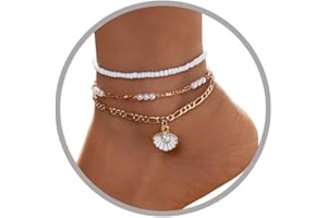 Shell Anklets for Women Waterproof Boho Beaded Anklets Set Adjustable Beach Anklets for Women Summer Beach Jewelry