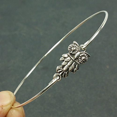 Funky Owl Bangle Bracelet - Sterling Silver Plated