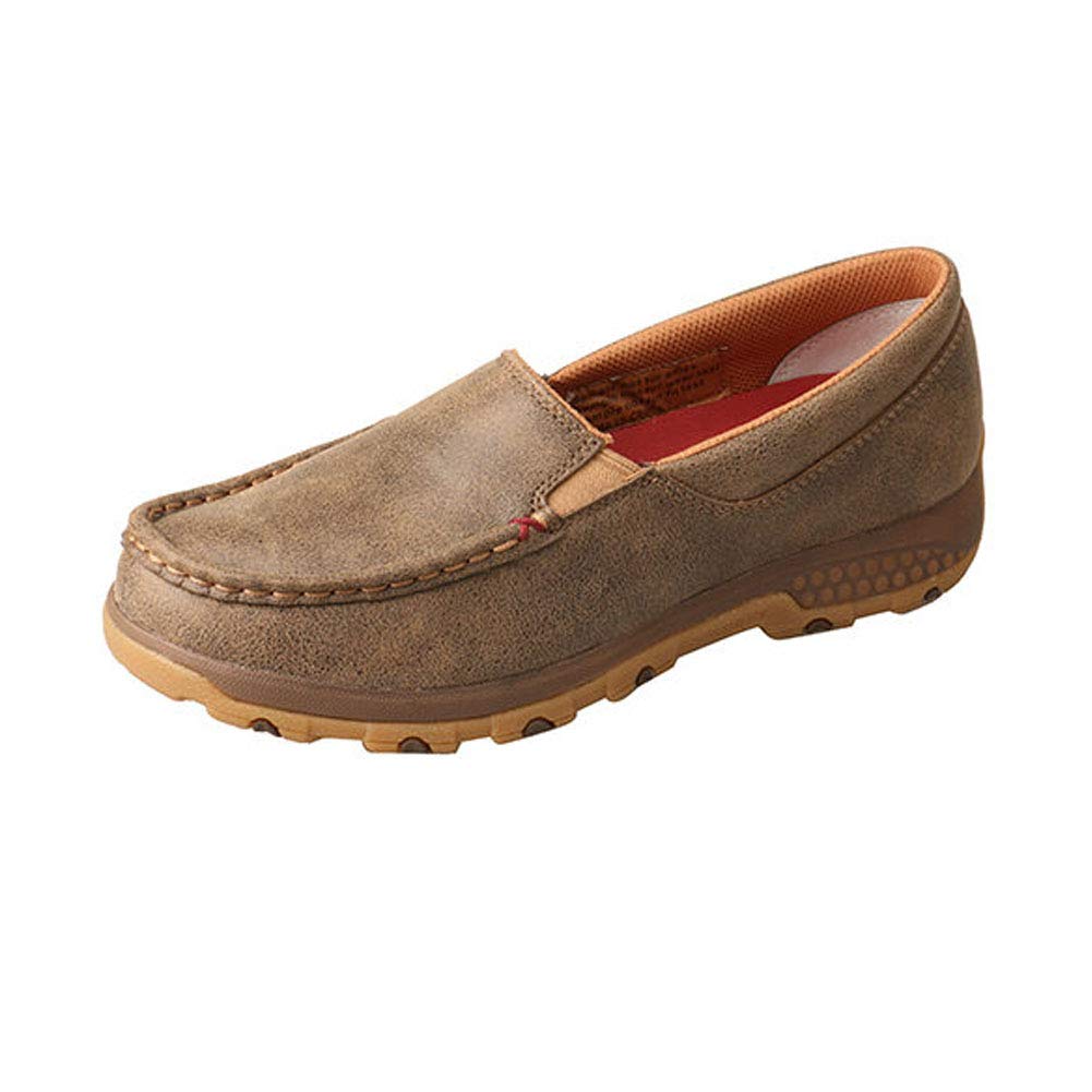 Twisted X Women’s Slip-On Driving Moc, Moc Toe with CellStretch, Bomber, 8 M