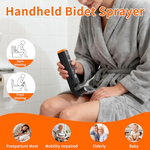 Portable Bidet for Travel, JUTIMER 2.5L Water Tank Handheld Bidets, Digital Display Rechargeable Bidet Sprayer, 70Mins Usage, Peri Bottle for Outdoor Camping,Personal Clean,Postpartum Care,Hemorrhoids