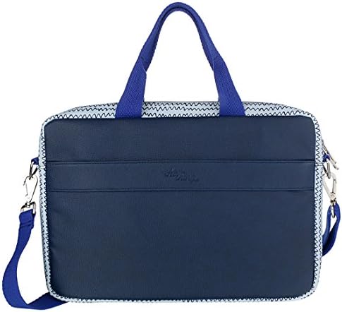 Thathing PU Leather Laptop Bag for 15 Inch Laptops (Squiggly Blue)