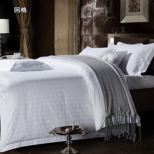 Comfortable Hotels White bedding set,100% cotton 4pc Satin Jacquard Embellished&embroidered Duvet cover set Include:Quilt cover*1 Bed sheet*1 Pillowcase*2-B Queen2
