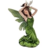 ICE Armor 7" H Green Fairy with Dove Figurine Statue Sculpture Ornament Decoration Home/Room Decor Ideas for Housewarming, Holidays and Birthdays Great Collectible Addition