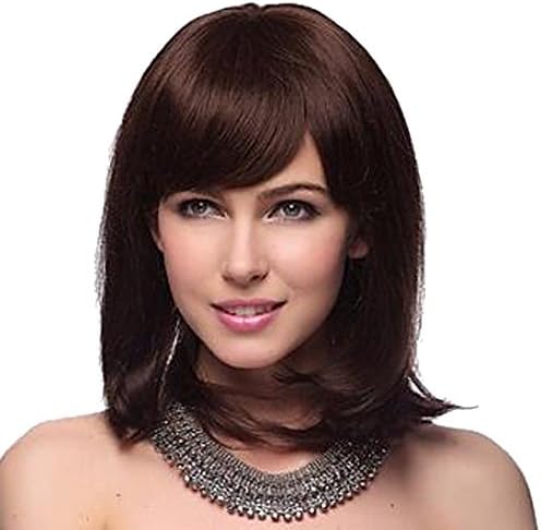 AmorWig Women Bob Straight Wig--Fashion Middle/Shoulder Length Straight Light Brown Heat Resistant Hair Wig with Wig Cap