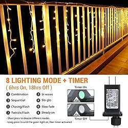 Toodour Icicle Lights, 29.5ft 360 LED Christmas