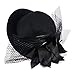 Pixnor Women's Ladies Flower Decor Hair Clip Feather Fascinator Burlesque Punk Mini Top Hat - One Size (Black)
