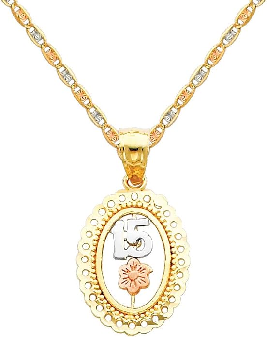 The World Jewelry Center 14k Tri Color Gold 15