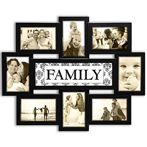 Jerry & Maggie - Photo Frame 22x17 Wood Tone Family Picture Frame Selfie Gallery Collage Wall Hanging for 6x4 Photo - 8 Photo Sockets - Wall Mounting Design - Thumbnail 5