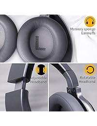 Auriculares con cancelación activa de ruido Sonido de alta fidelidad en el oído Orejeras blandas, auriculares inalámbricos Tiempo de reproducción con micrófono de 25 horas para viajes de trabajo Celular PC
